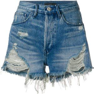 3x1 NYC Distressed High Rise Denim Shorts